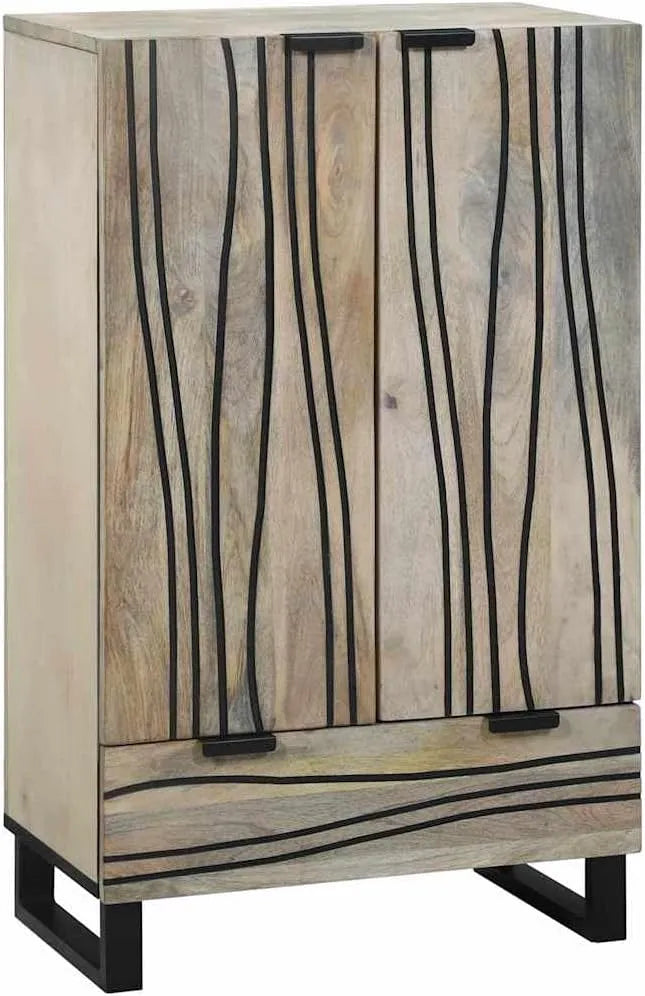 Biały kredens z litego drewna mango — z drewna, z szafą, 60 × 33, 5 × 100 cm