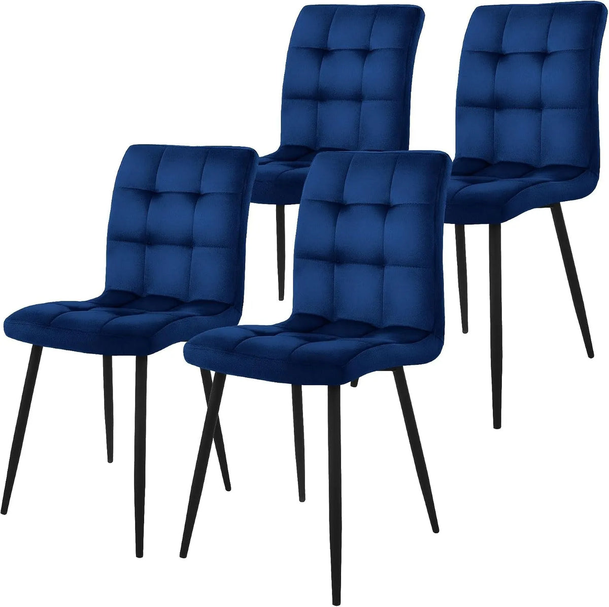 Design Zestaw 4 krzeseł do jadalni: z oparciem, tapicerka aksamitna, czarny, z metalu
