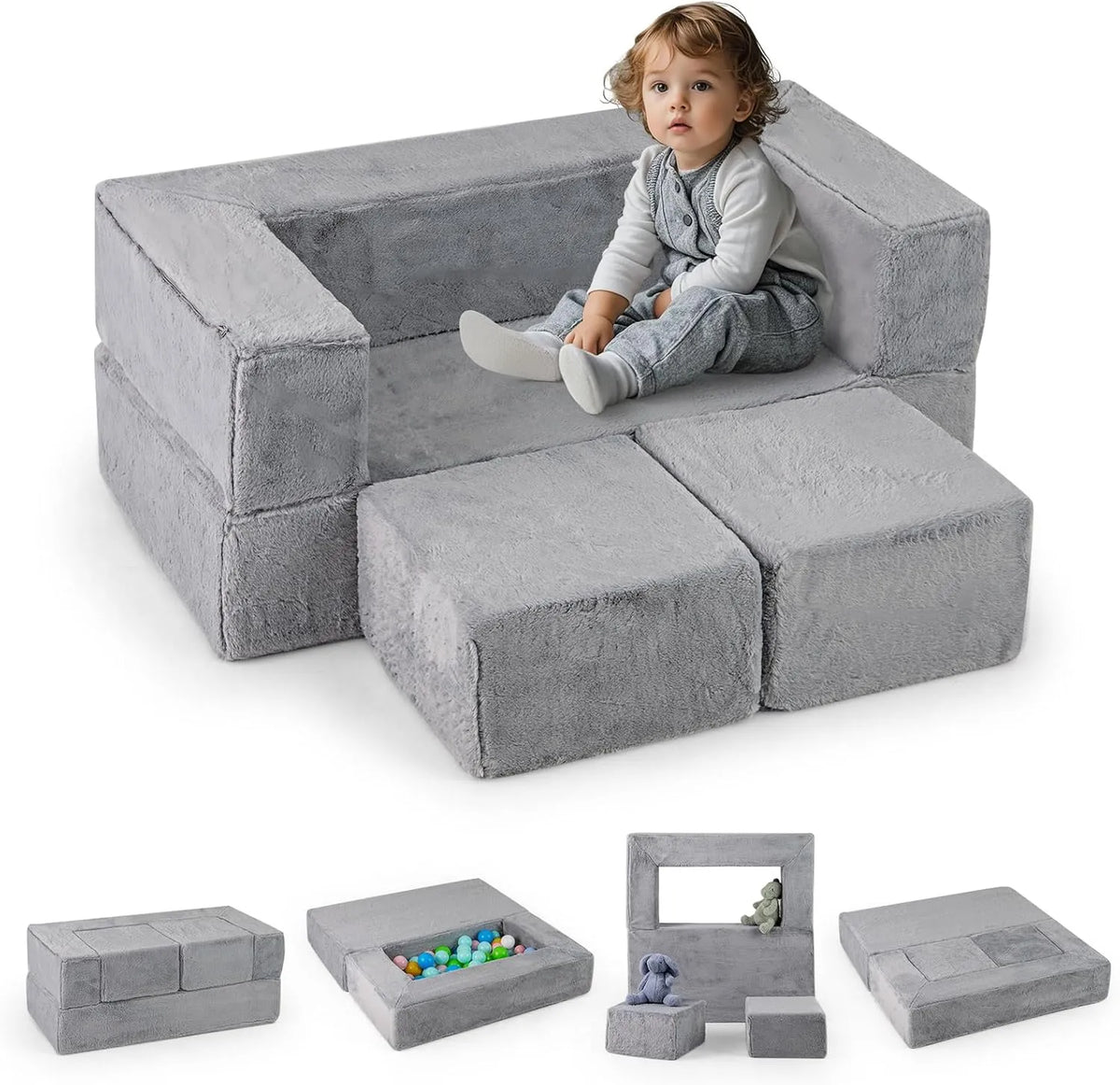 COSTWAY Sofa modułowa i modułowy zestaw wypoczynkowy — modułowa konstrukcja, z funkcją relaks, wypełnienie piankowe, rozkładana konstrukcja