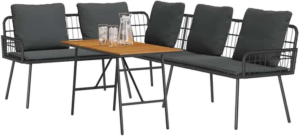 Zestaw Sof na Ogród 2 pcs Czarny polirattan – z technorattanu, 2 pièces, odporny na warunki atmosferyczne