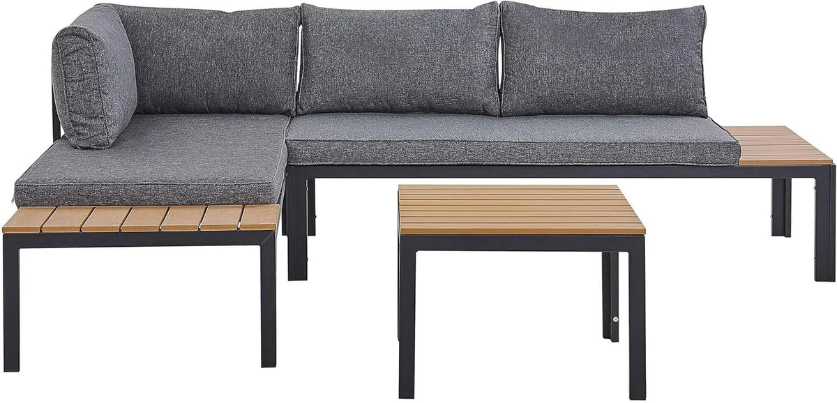 Sofa narożna: z drewna, 4-osobowy