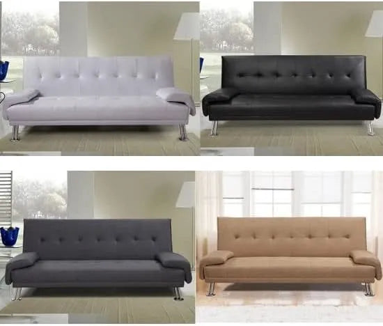 Sofa rozkładana i sofa z funkcją spania – Sibilla, 194 × 110 × 40 cm, szary, tapicerka skórzana