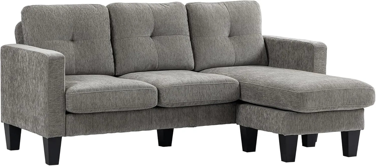 HOMCOM Sofa narożna — w kształcie litery L, z tkaniny szenilowej, 186 × 130 × 84 cm, brązowy, z metalu