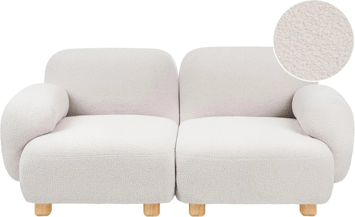 Sofa modułowa i modułowy zestaw wypoczynkowy: modułowa konstrukcja, z drewna, tapicerka bouclé, 2-osobowa