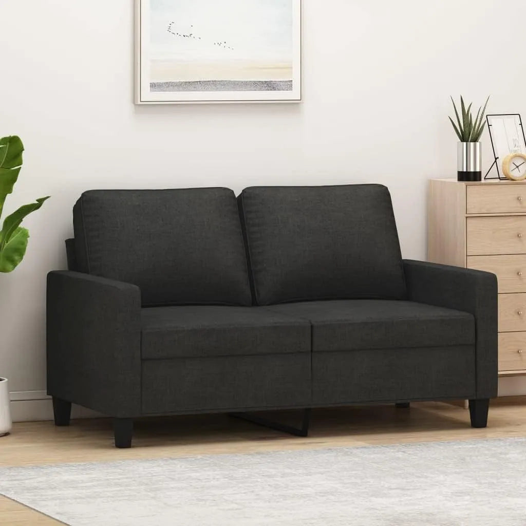 Sofa – tapicerka materiałowa, do użytku domowego, 2-osobowa, 120 cm, 359159, czarny, tapicerka materiałowa