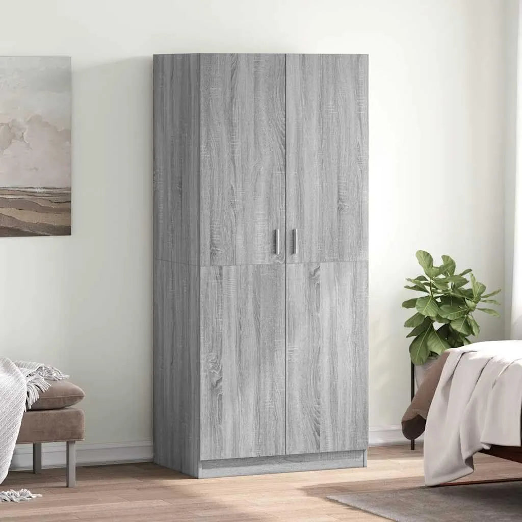 Szafa — z drewna, 80 × 52 × 180 cm, szary