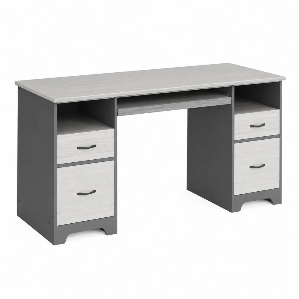 Biurko prostokątne z płyt laminowanych z czterema szufladami 140x60x75 cm