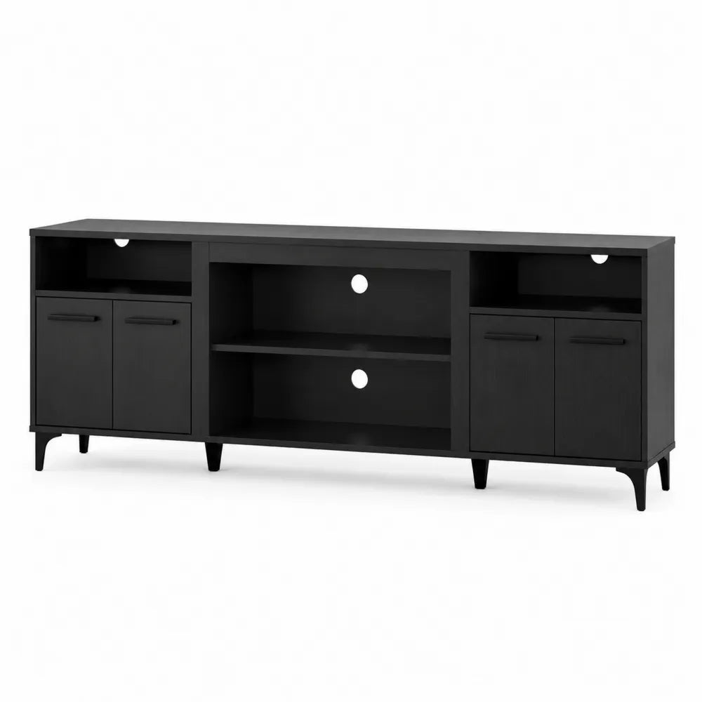 Czarna Szafka RTV z MDF i Stali 180x40x60 cm