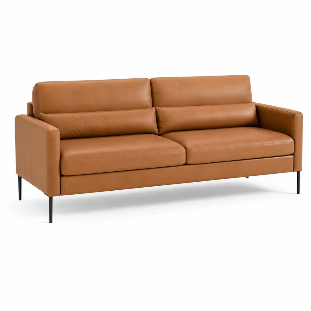 Sofa skórzana 3-osobowa z metalowymi nogami