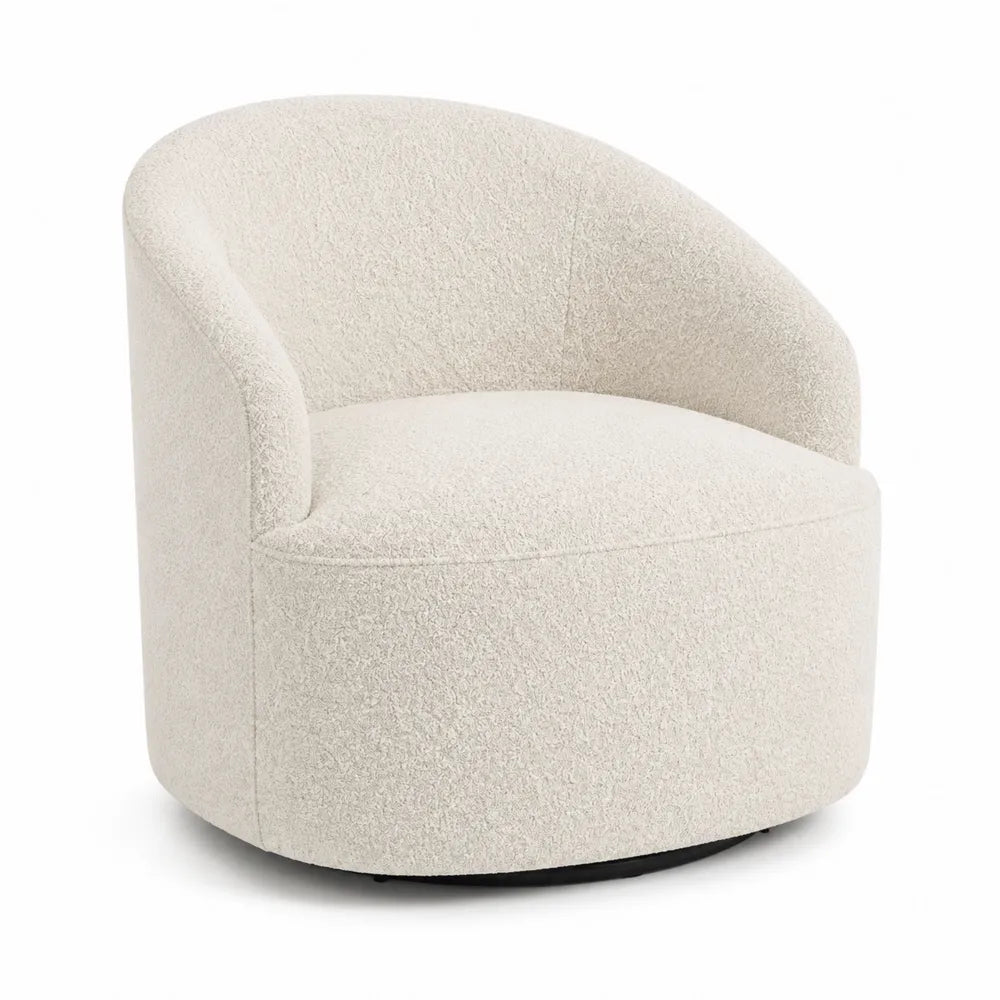 Fotel z tkaniny Boucle Biały