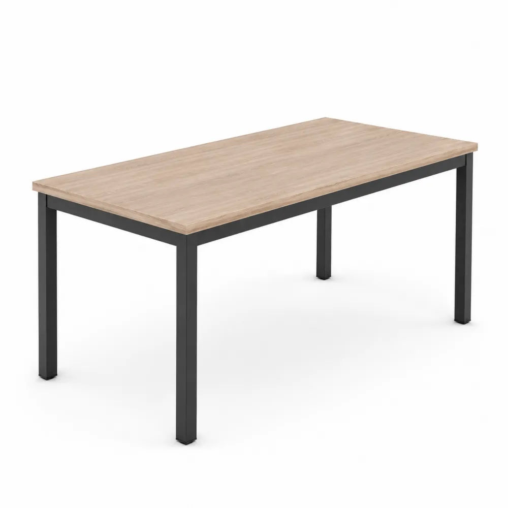 Stół prostokątny MDF jasny dąb i metal 160x90x75 cm