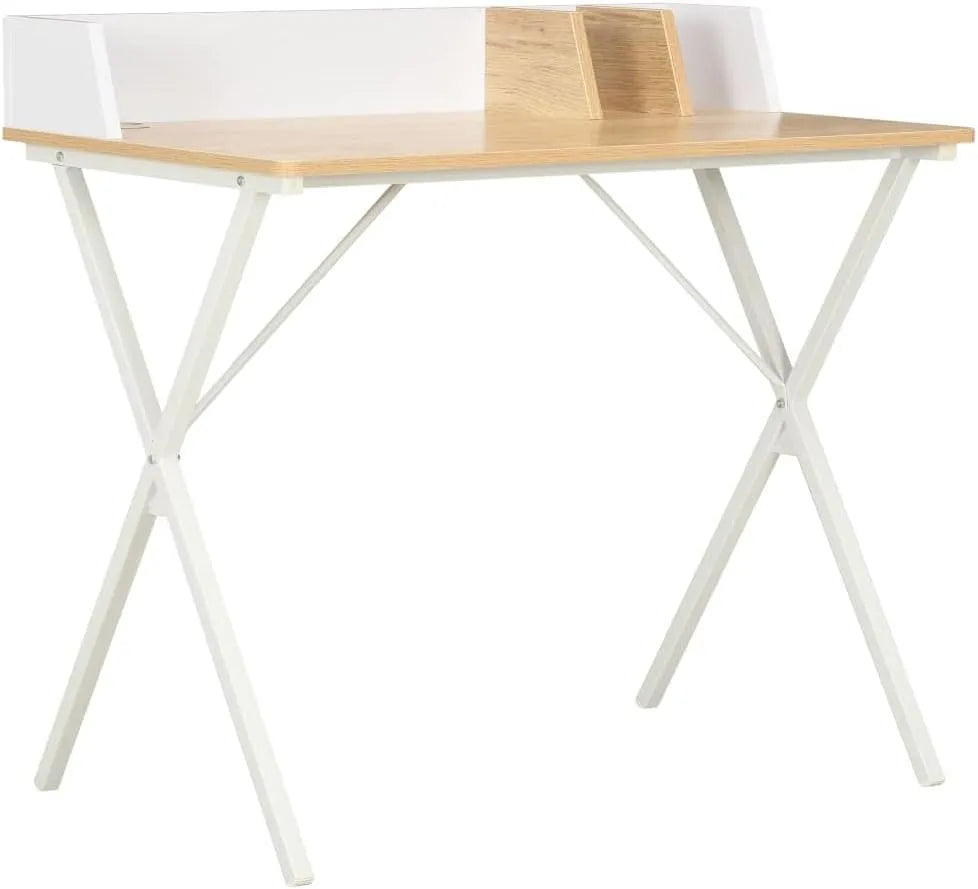 Biurko i stół komputerowy: z drewna, kompaktowa konstrukcja, 80 × 50 × 84 cm, biały, z metalu