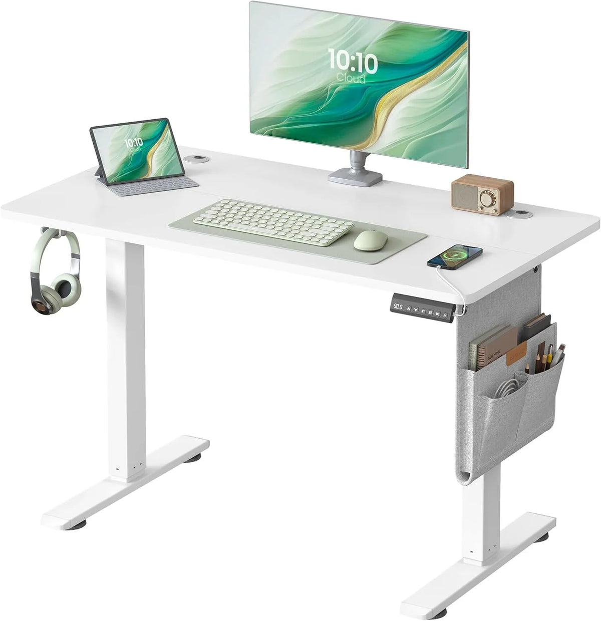 SONGMICS LSD130WZ01 Biurko i stół komputerowy – USB-C, z portem USB, 100 × 60 cm