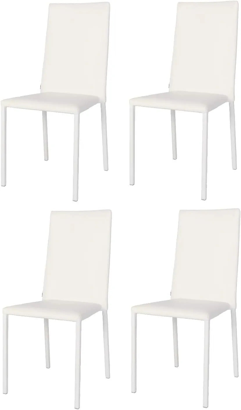 t m c s Tommychairs zestaw 4 krzeseł do układania: biały, z metalu, tapicerka skórzana