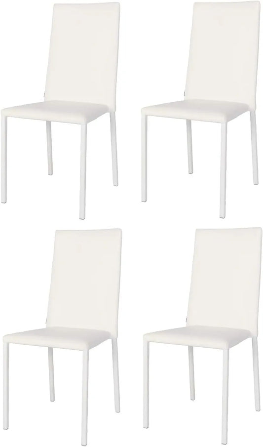 t m c s Tommychairs zestaw 4 krzeseł do układania: biały, z metalu, tapicerka skórzana