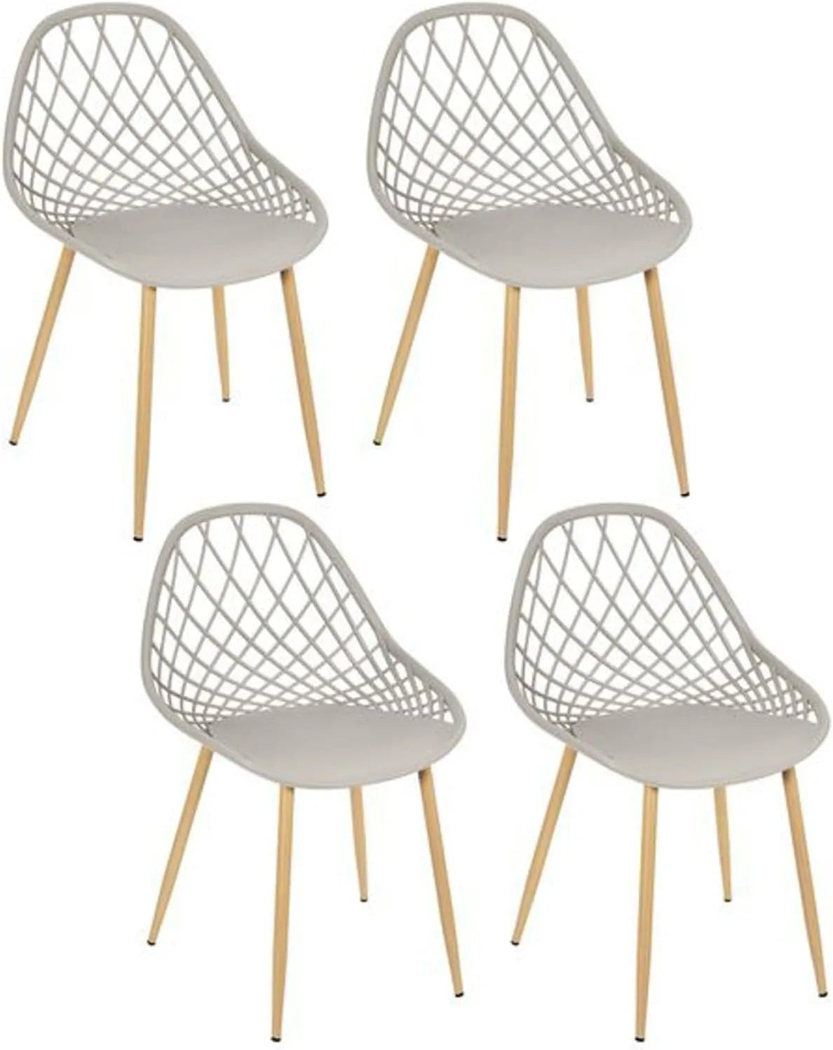 HOME DECO FACTORY Zestaw 4 krzeseł zewnętrznych Malaga – 58 × 80, 2 × 51, 2 cm, szary
