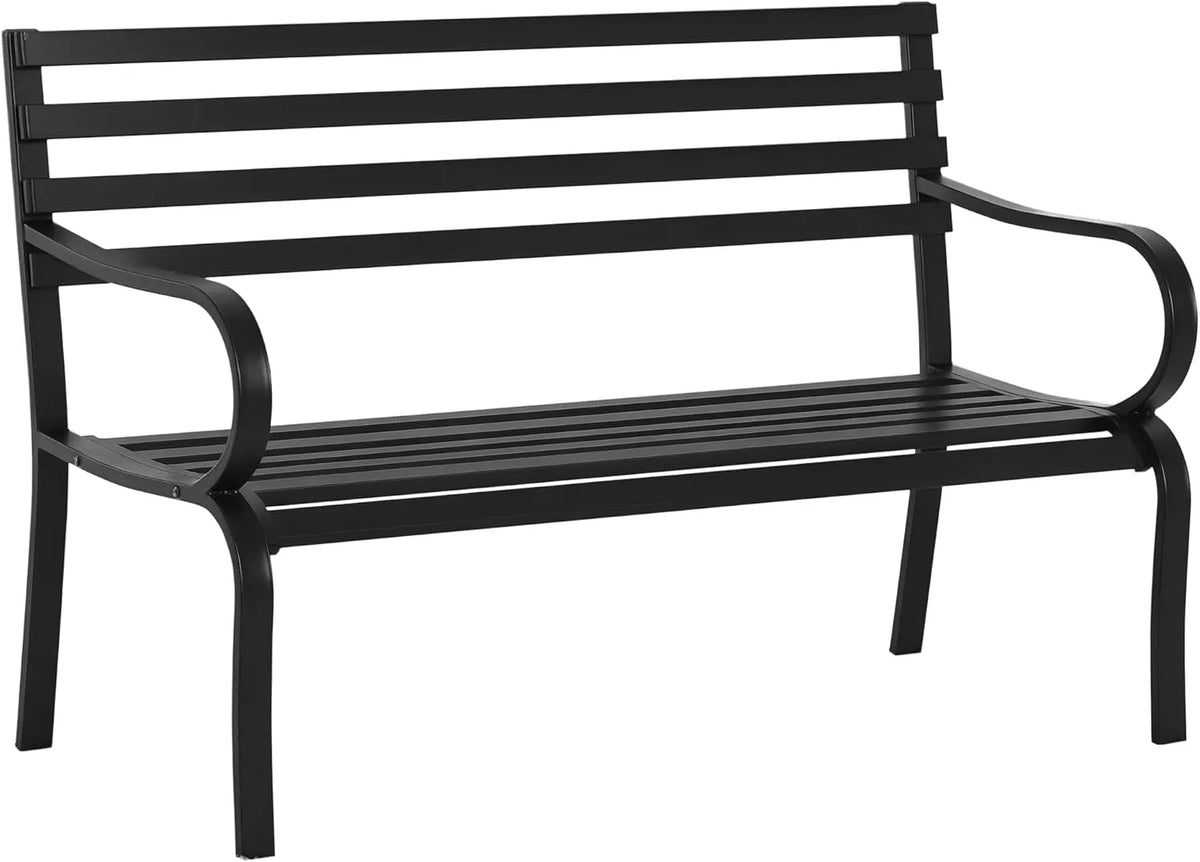 Outsunny ® Ławka ogrodowa i ławka tarasowa metalowa 2-osobowa czarna: czarny