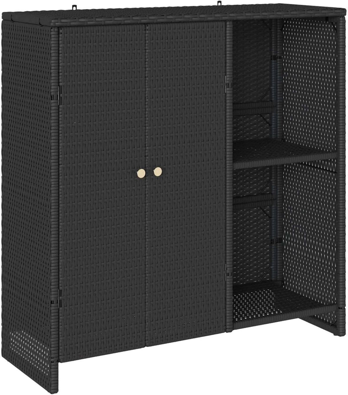 Czarna szafka na przechowywanie 100 x 36 x 102 cm — 100 × 36 × 102 cm, czarny, z technorattanu