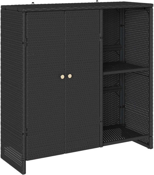 Czarna szafka na przechowywanie 100 x 36 x 102 cm — 100 × 36 × 102 cm, czarny, z technorattanu