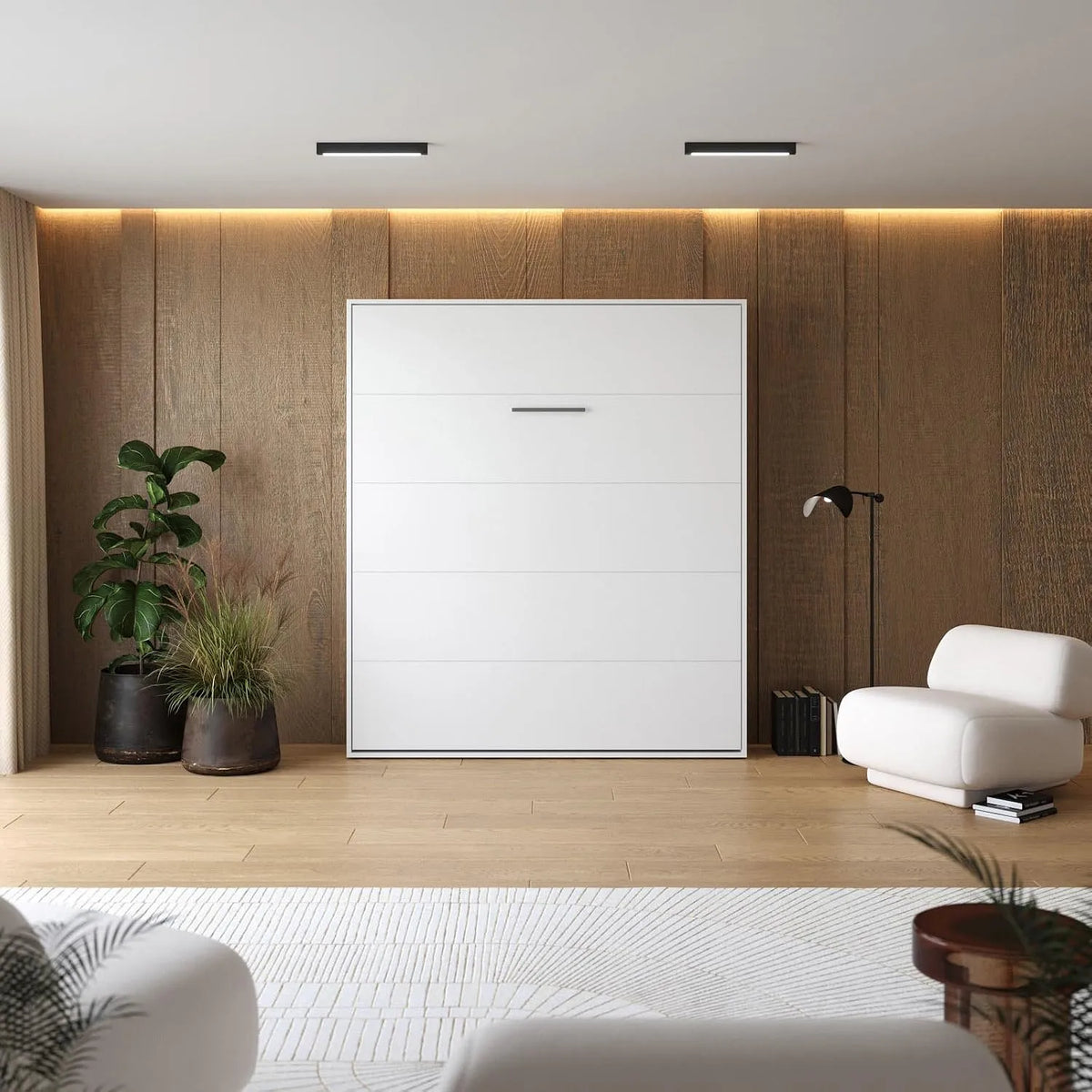 SMARTBett Łóżko w szafie M1 180 x 200 cm: z szafą, składana konstrukcja, 180 × 200 cm, 400 kg, biały