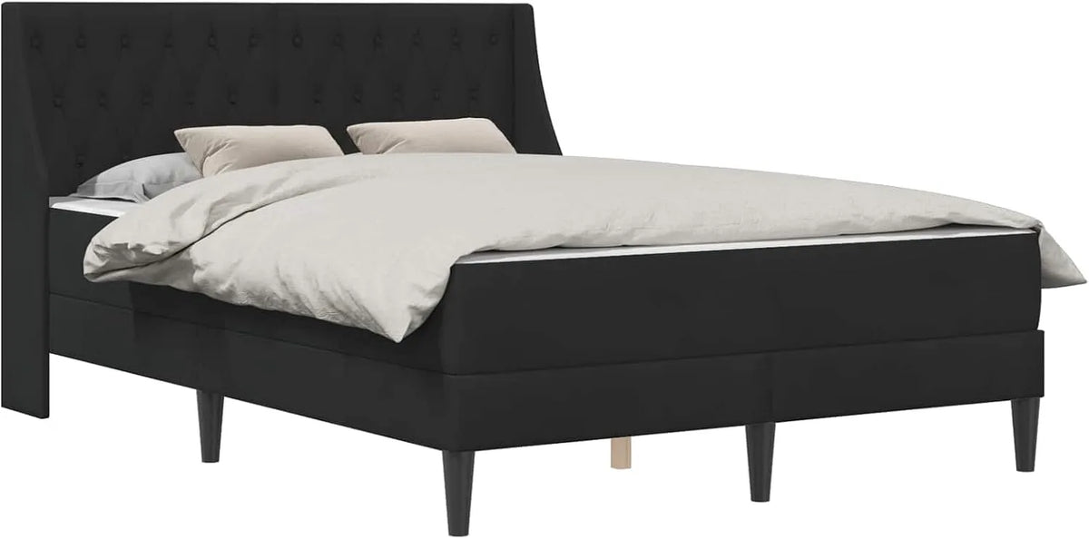 Rama łóżka i konstrukcja łóżka z materacem z materacem Czarny 180 x 200 – tapicerka aksamitna, do użytku domowego, 180 × 200 cm