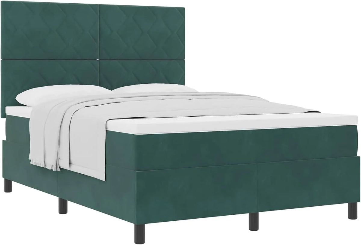 Łóżko Box Spring z Materacem Zielone M 140x200 cm Aksamit: tapicerka aksamitna, 140 × 200 cm, zielony