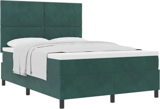 Łóżko Box Spring z Materacem Zielone M 140x200 cm Aksamit: tapicerka aksamitna, 140 × 200 cm, zielony