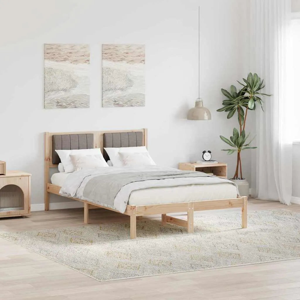 Łóżko z litego drewna sosnowego 120 x 200 cm z — z drewna, wypełnienie piankowe, 120 × 200 cm, beżowy