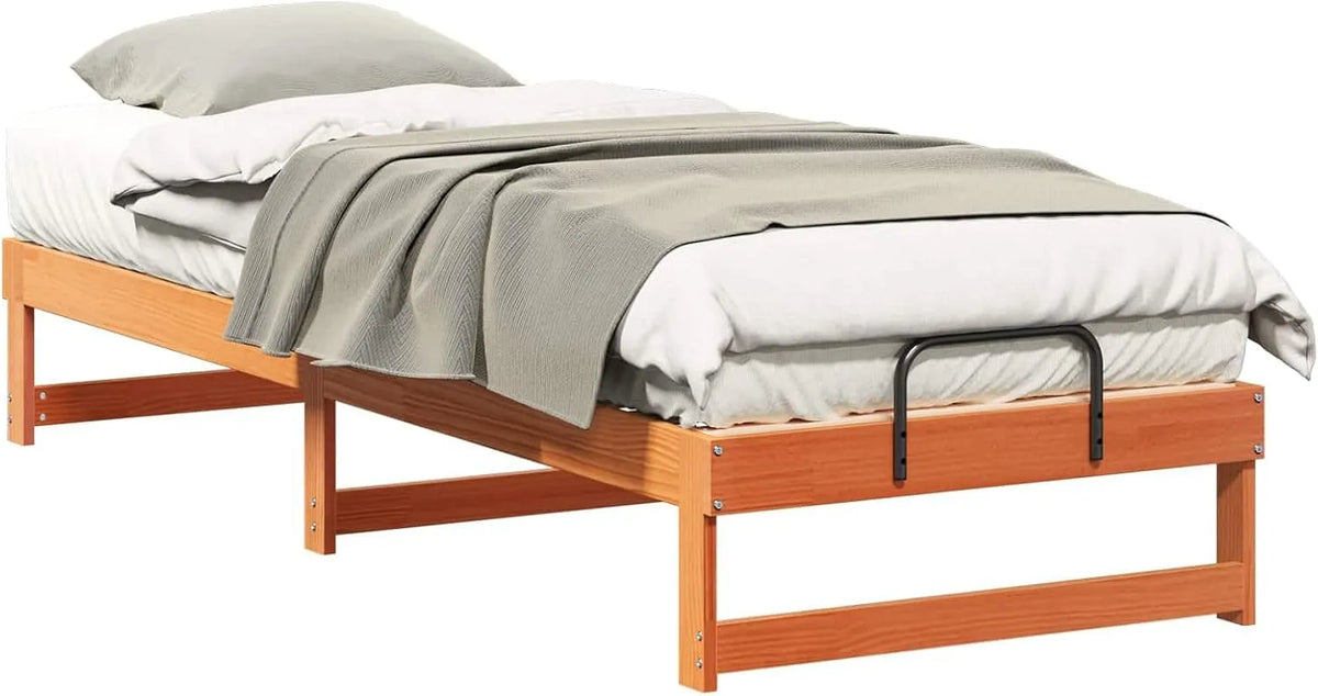 Stelaż łóżka z litego drewna sosnowego: z drewna, 90 × 210 cm, brązowy