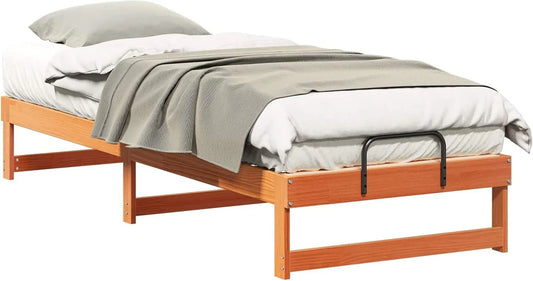 Stelaż łóżka z litego drewna sosnowego: z drewna, 90 × 210 cm, brązowy