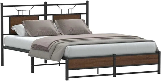Stabilny metalowy stelaż łóżka ze stelażem bez materaca – 150 × 200 cm, brązowy