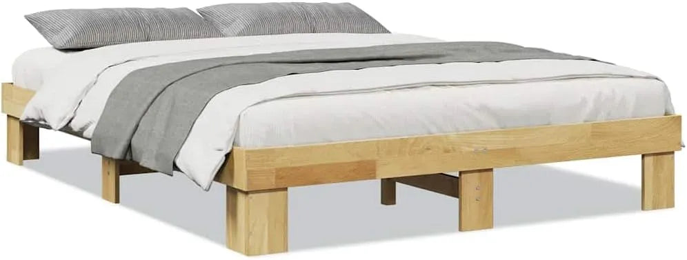 Łóżko z litego drewna dębowego ze stelażem i miejscem do: z drewna, 75 × 190 cm