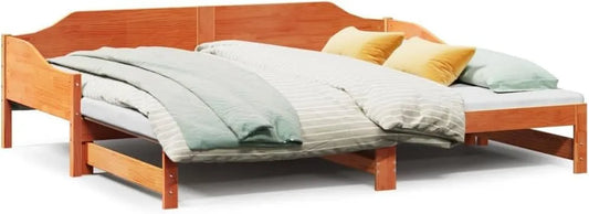 Sofa — z drewna, 80 × 200 cm, 2 w, rozkładana konstrukcja, z litego drewna
