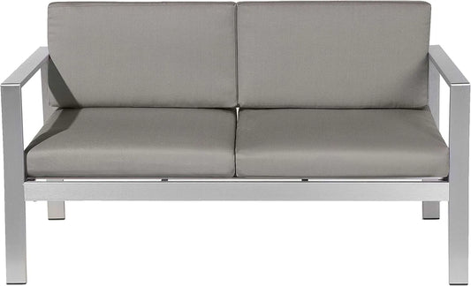 Sofa ogrodowa i sofa wypoczynkowa na taras — z poduszkami, wodoodporna konstrukcja, 2-osobowa, z metalu