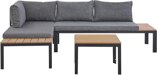 Sofa narożna: z drewna, 4-osobowy