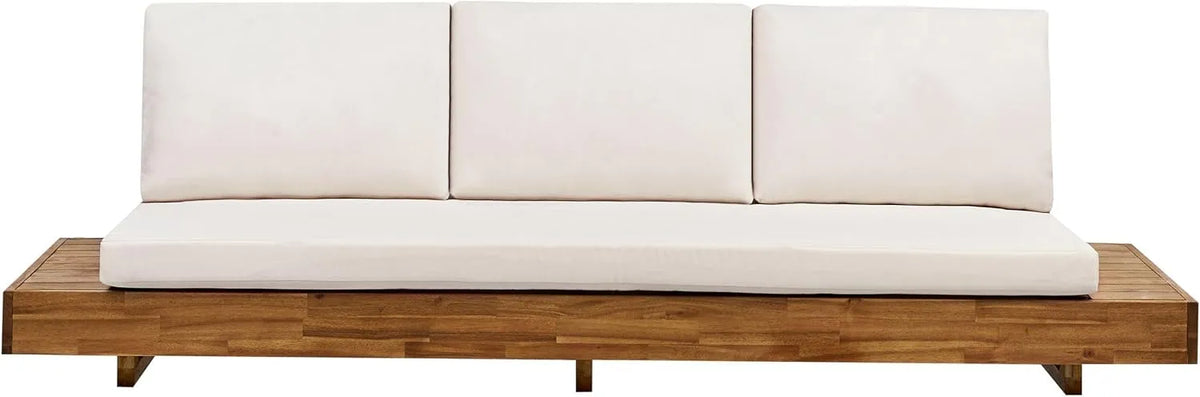 Sofa ogrodowa i sofa wypoczynkowa na taras – z drewna, z poduszkami, 3-osobowa