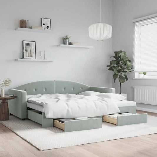 Sofa: z szufladami, tapicerka aksamitna, 2-osobowa, 90 × 190 cm, rozkładana konstrukcja