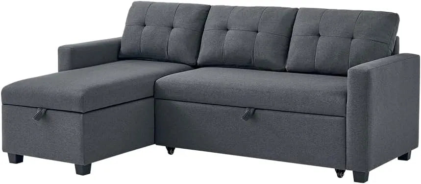 Sofa: w kształcie litery L, z funkcją spania, 226 × 163 cm, szary