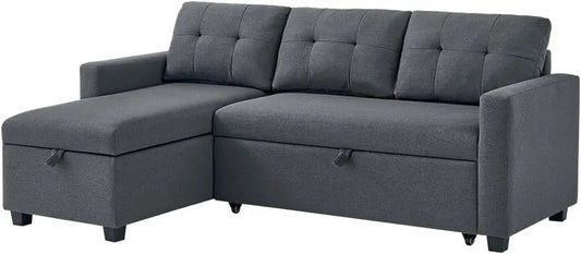 Sofa: w kształcie litery L, z funkcją spania, 226 × 163 cm, szary