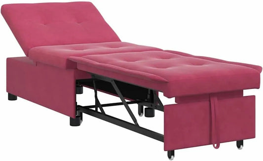 Sofa rozkładana i sofa z funkcją spania — tapicerka aksamitna, 194 × 67 × 82 cm, czerwony