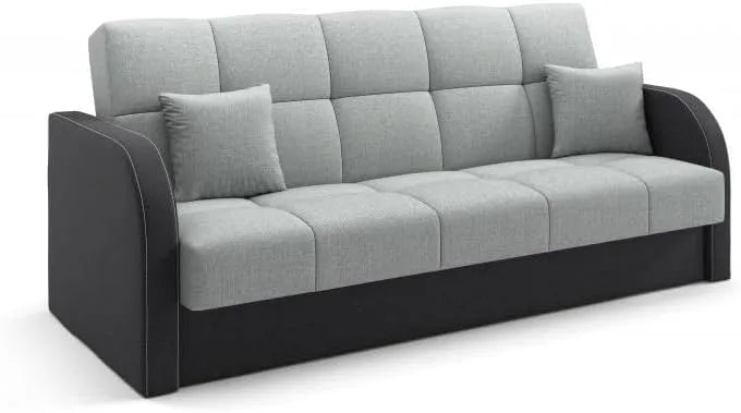 Sofa – tapicerka materiałowa, z funkcją spania, 214 × 93 × 85cm, czarny, z pojemnikiem do przechowywania, rozkładana konstrukcja