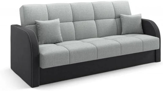 Sofa – tapicerka materiałowa, z funkcją spania, 214 × 93 × 85cm, czarny, z pojemnikiem do przechowywania, rozkładana konstrukcja