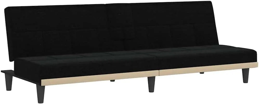 Sofa – tapicerka materiałowa, z oparciem, składana konstrukcja, regulowana konstrukcja, czarny, rozkładana konstrukcja, tapicerka materiałowa