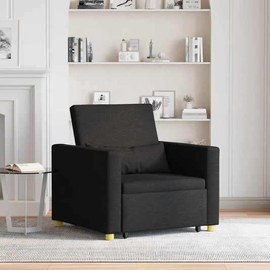 Sofa — z funkcją relaks, z poduszkami, 90 × 165 × 87 cm, 3 w, czarny, rozkładana konstrukcja