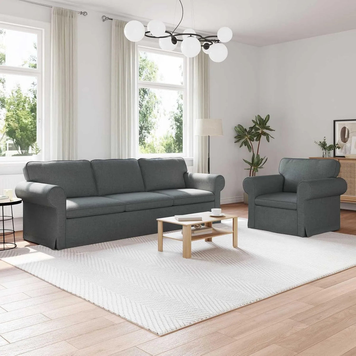 Sofa narożna — modułowa konstrukcja, tapicerka materiałowa, 245 × 82 × 80 cm, z metalu, tapicerka materiałowa