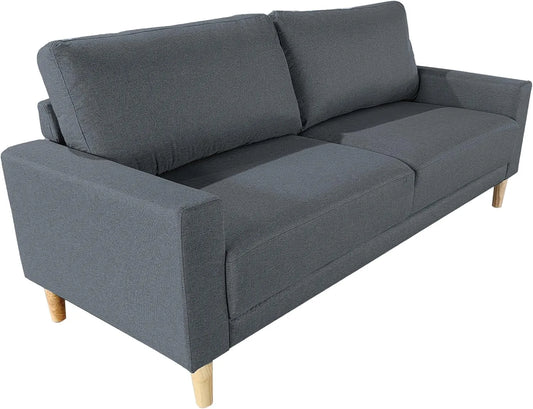 Sofa: tapicerka materiałowa, wypełnienie piankowe, z oparciem, z poduszkami, 3-osobowa, tapicerka materiałowa