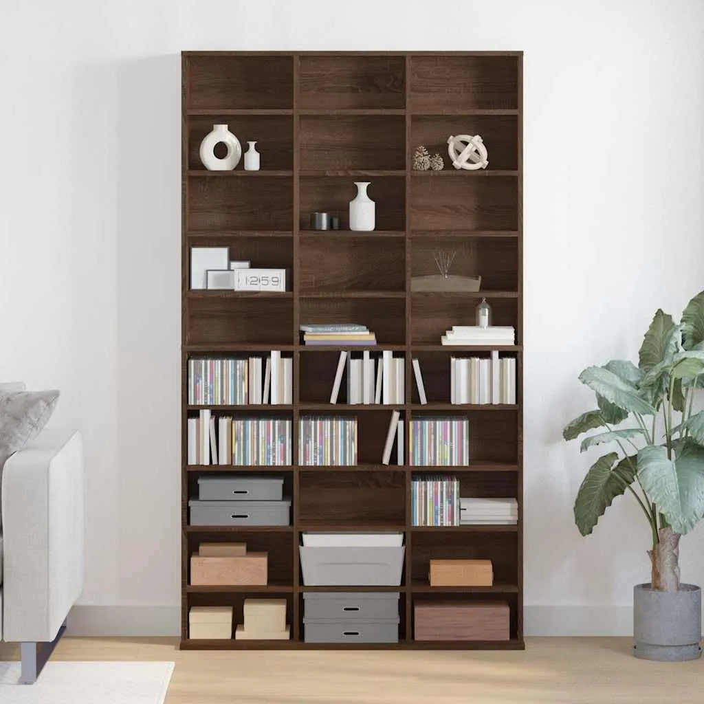 Regał na książki i regał stojący na płyty CD 102 cm szerokości: z drewna, 102 × 23 × 177, 5 cm, brązowy