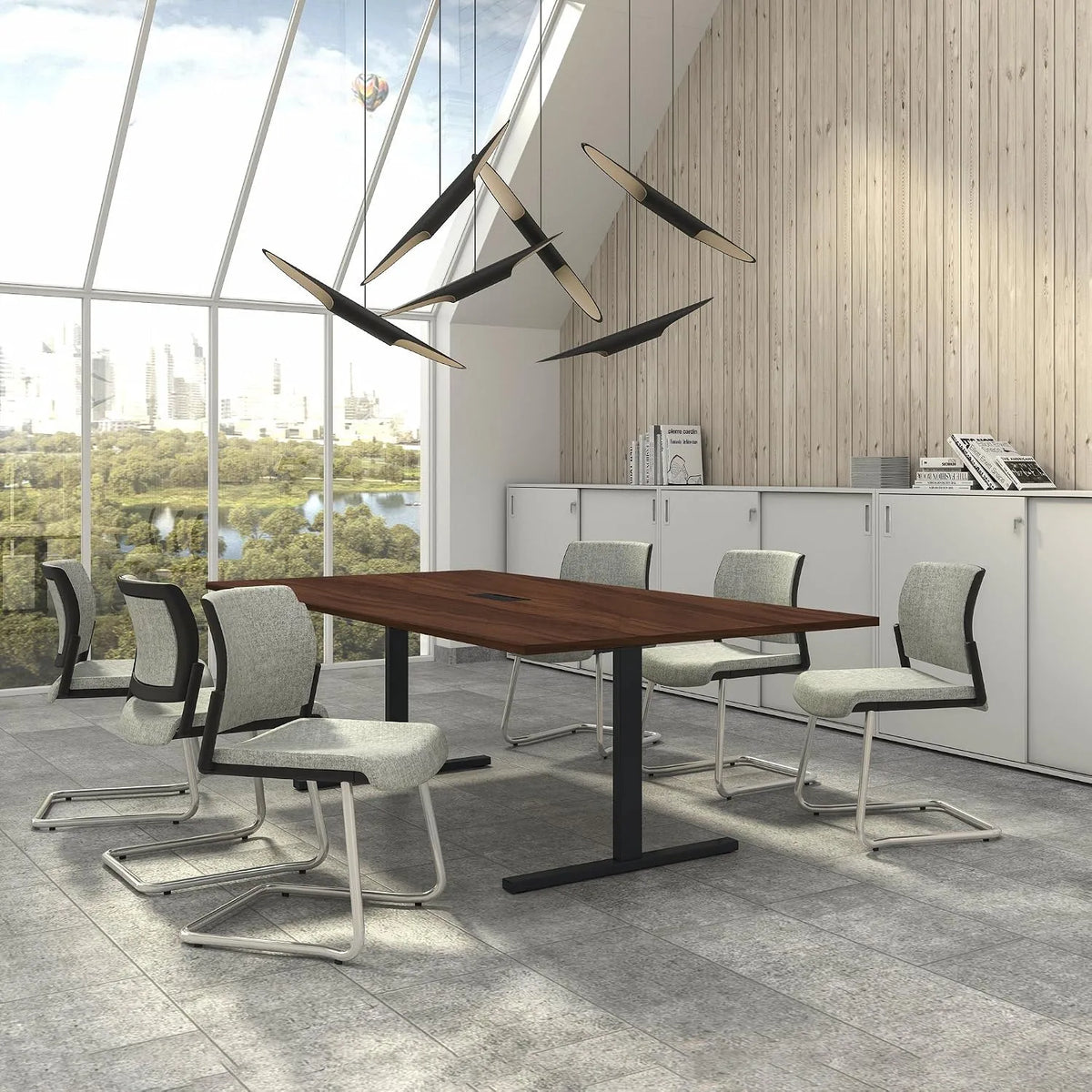 Easy stół konferencyjny 240 x 120 cm orzech z elektroryfikacją – 240 × 120 cm, antracytowy