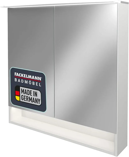Szafka z lustrem B.Style/Szafka łazienkowa i słupek do łazienki z zawiasami z wyciszonymi na — 80 × 81, 2 × 15, 3 cm, biały, z oświetleniem LED