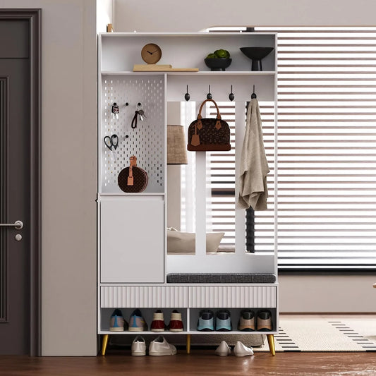 Generisch Wielofunkcyjny zestaw garderobiany 6 w 1 z szafką na – z szufladami, 100 × 35 × 180 cm, biały